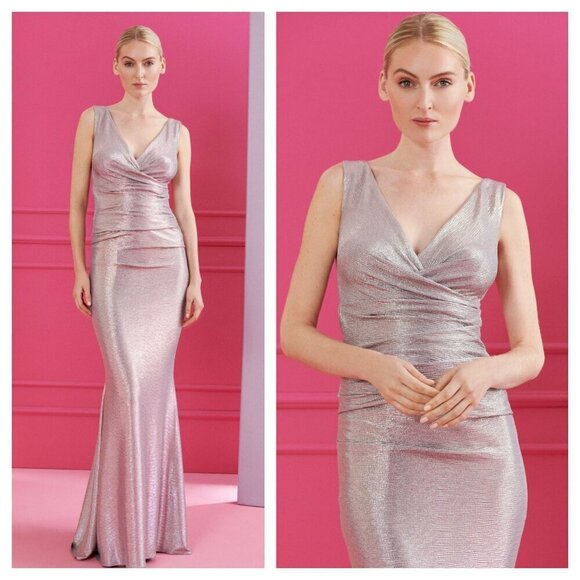 NEW Talbot Runhof Metallic Dress Gown Size 8 - Picture 1 of 16